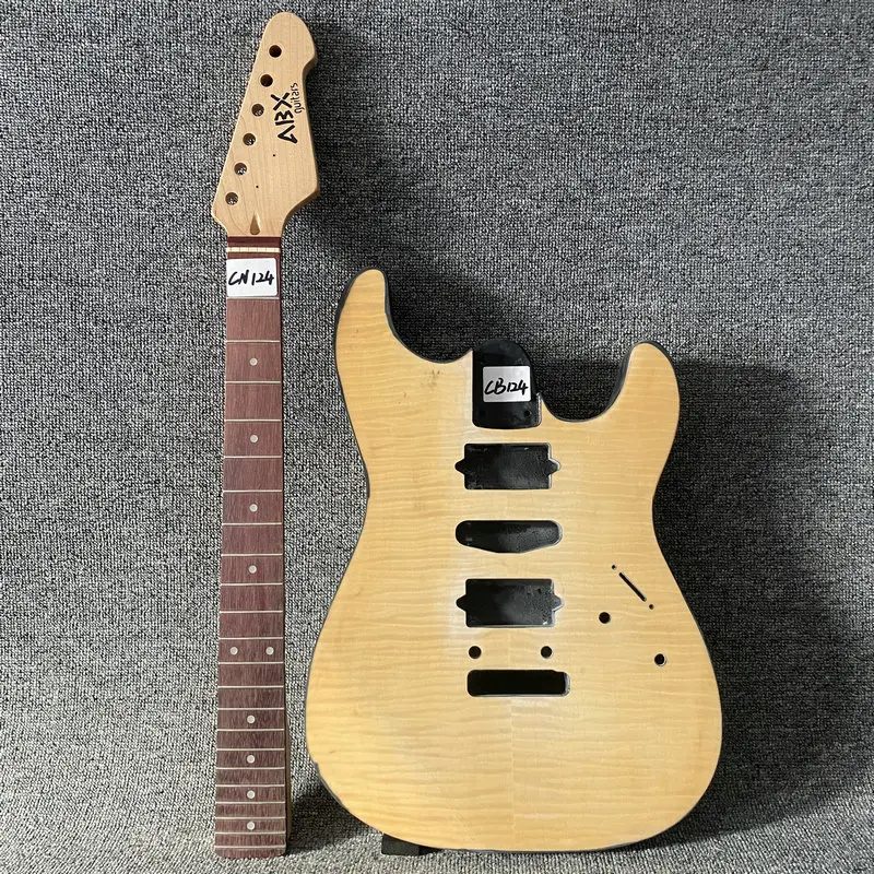 

CN124CB124 Tremolo ST Guitar DIY Kits Natural Flamed Maple Body HSH Pickups with 22 Frets Neck One Set for Replacement