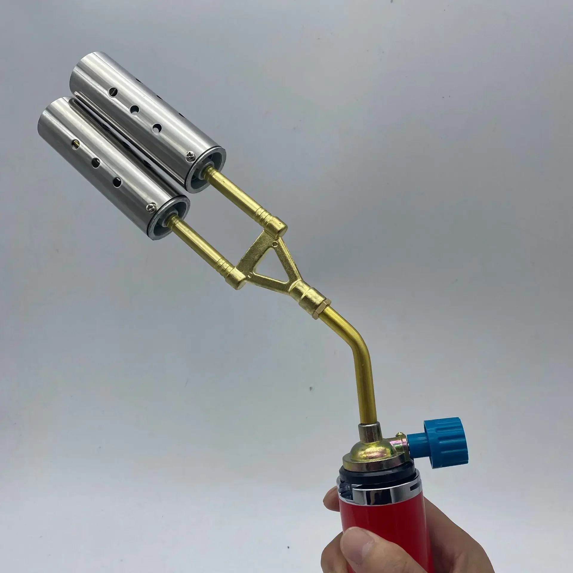 Metal Double Tube Welding Torch Flame Gun Butane Burner Gas Burner Welding Equipment
