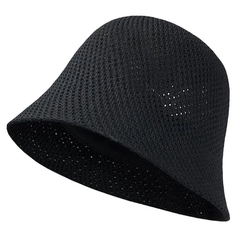 New Summer Beach Solid Wide Brim Bucket Hat For Women Hollow Breathable Sunshade Outdoor Girls Travel Panam Fisherman Cap Gift