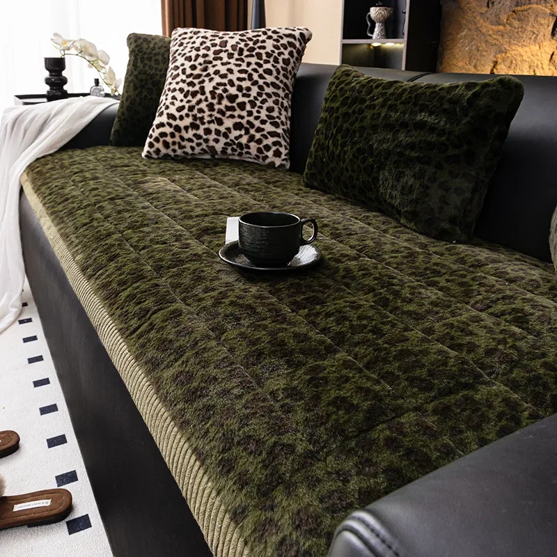 Luxury Leopard Print Plush Sofa Cushion 2024 New Winter Thick Anti slip And Dustproof For Living Room Decoration Sofa Cushion 5
