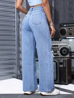 Women's High Waist Button Up Butterfly Print Jeans Fashion Casual Straight Pants for Women Spring Summer 2024 Chic Ripped Jeans - Image 3