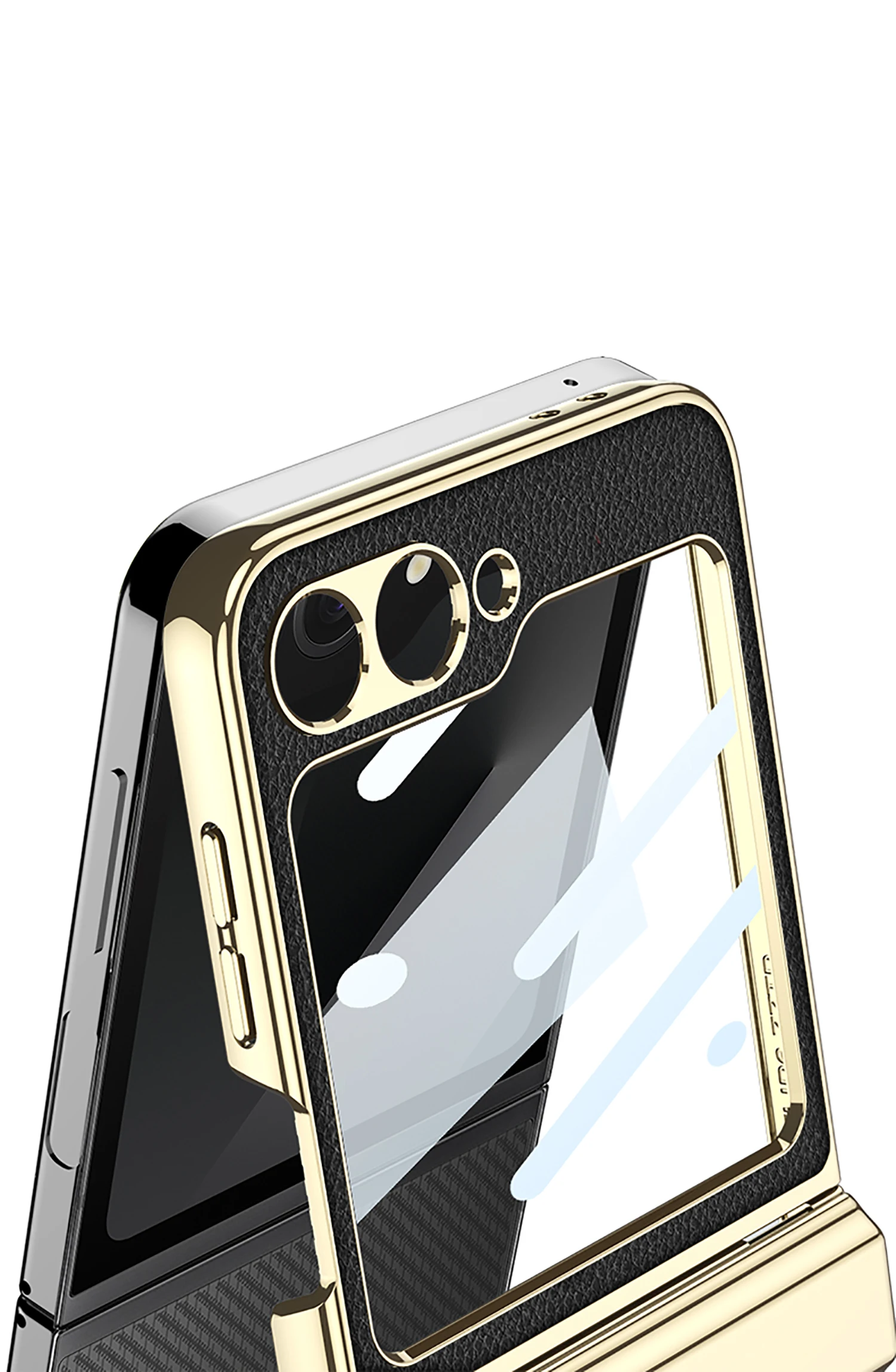 Magnetic Hinge PU Leather Case For Samsung Galaxy Z Flip 6 Screen Glass Plating