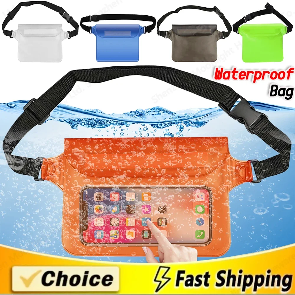 Waterproof Swimming Diving Bag PVC Beach Drifting Diving Waist Pack Shoulder Bag Underwater Mobile Phone Case Outdoor Dry Bag