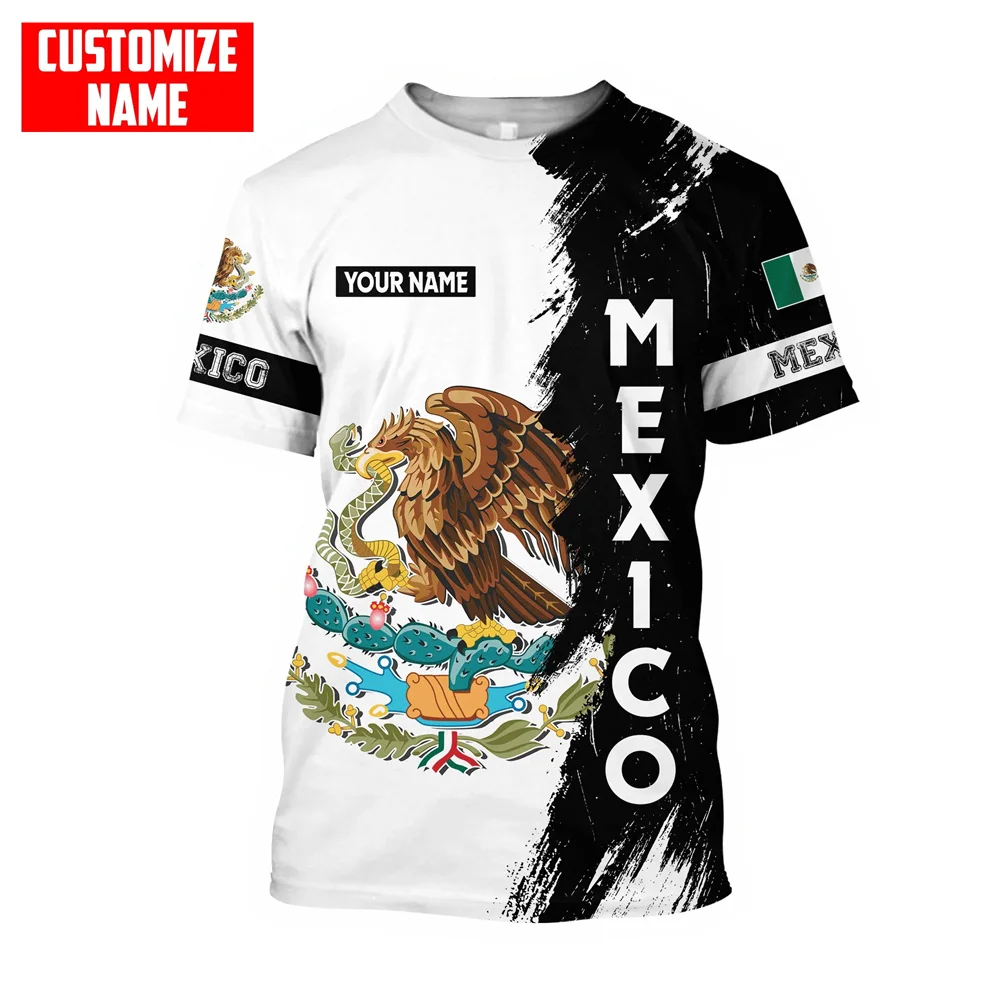 

Mexico Eagle Print T Shirt For Men Fashion National Flag Pattern Oversized Short Sleeve Tees Casual Harajuku Customizable Tops