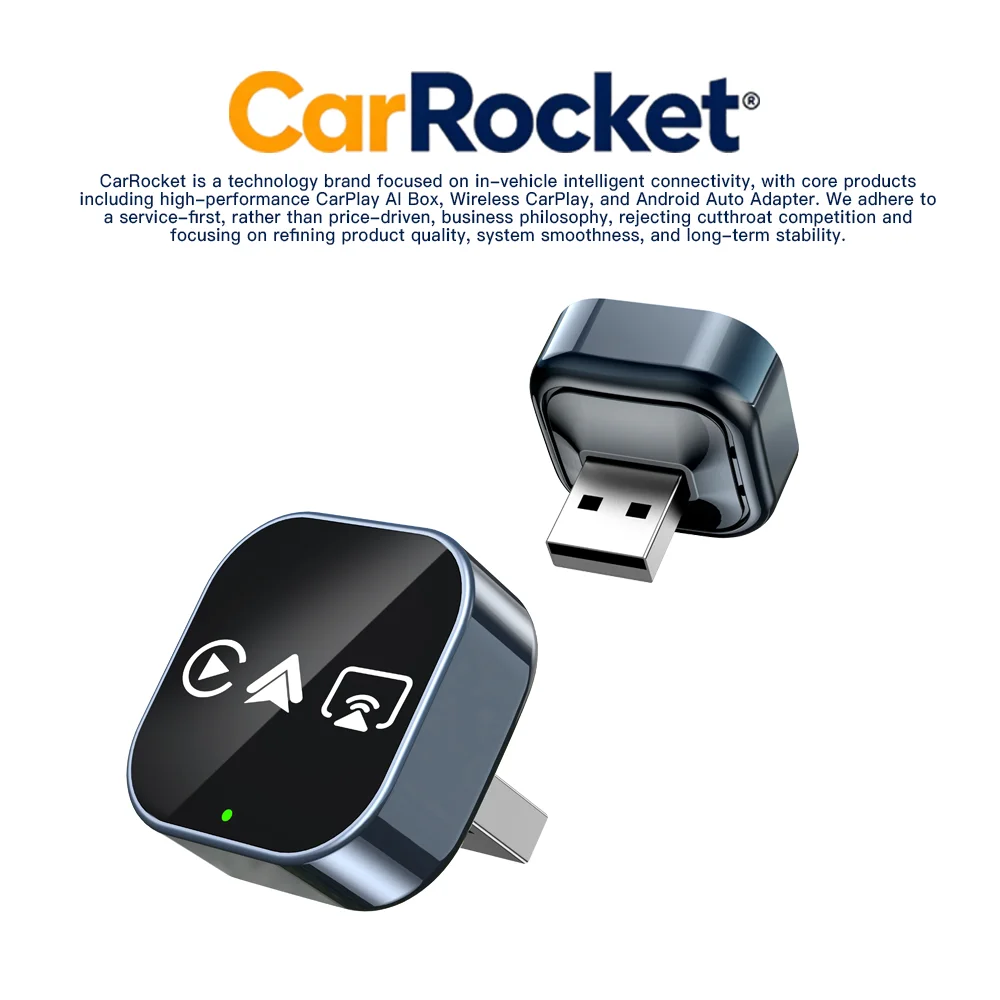 CarRocket Kabelloses Carplay Smart Box Android Auto Adapter Mirror Link Airplay Plug&Play Verbindung Universal WiFi 6 Bluetooth 5.0