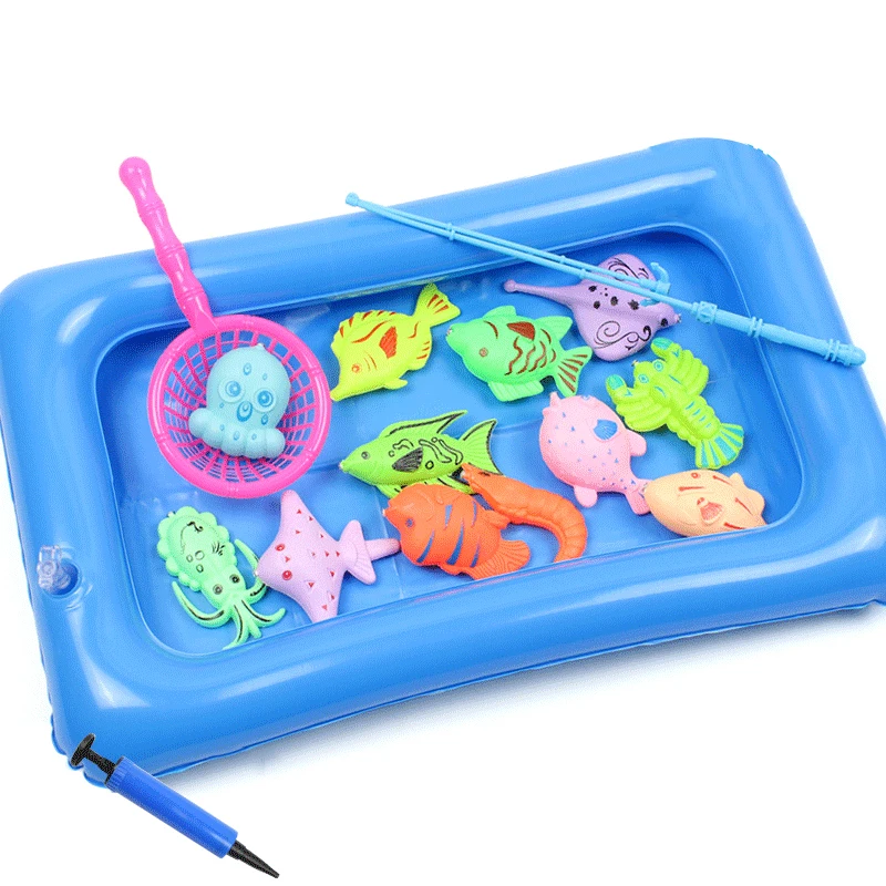 Kids Magnetic Fishing Toy Set Inflatable Pool Play Water Toys Baby Children Outdoor Indoor Sport Puzzle Toys