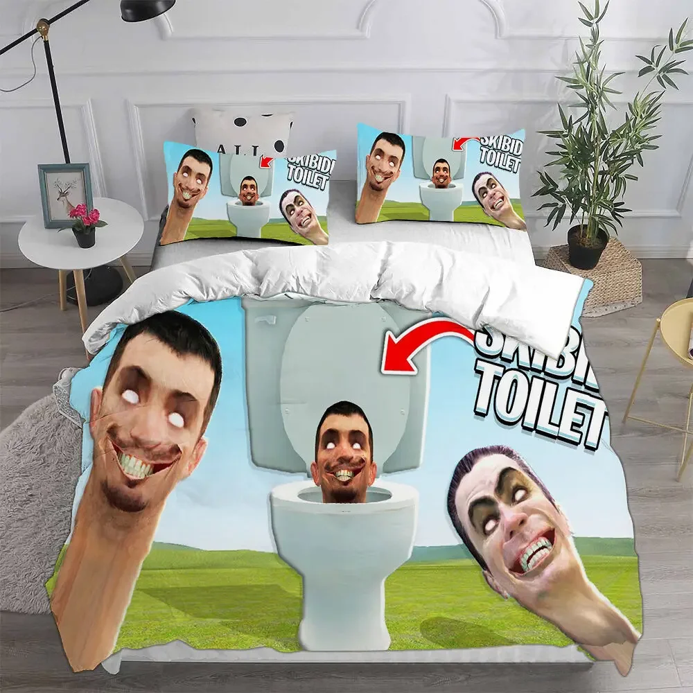 Game Skibidi Toilet Arale Comforter Bedding Sets Quilt Bed Cover Duvet Cover Pillow Case 2-3 Pieces Sets Kids Adult Size