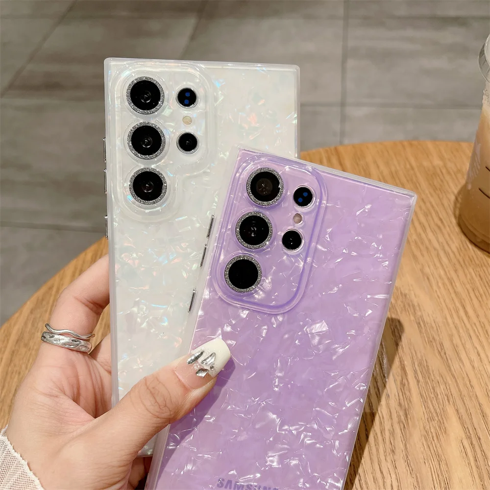 Luxury Shell Pattern Glitter Lens Protector Case - Shockproof Slim Cover