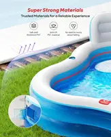 Large 80x80x27 Inch Inflatable Swimming Pool with 2 Seats and Backrests for Family Fun in Backyard, Garden, Outdoors 6