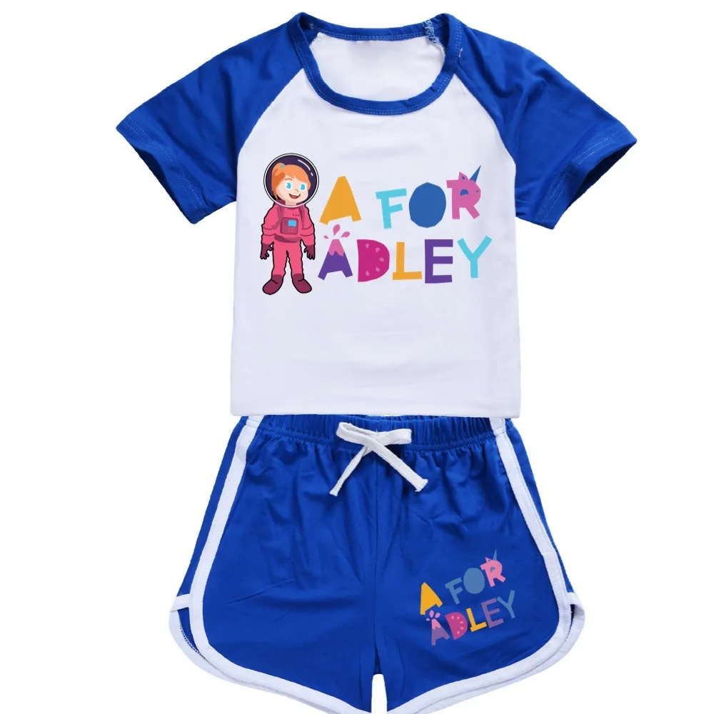 A for Adley 3D Print T-shirt Shorts Leisure Sports Suit Girls Clothing Set Baby Boys Homewear Suit Big Kids Summer Tshirt