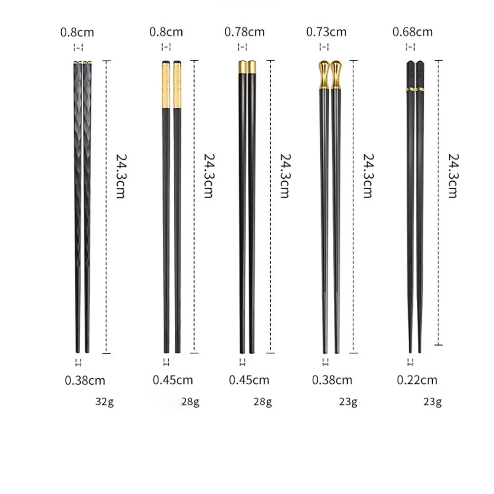 Non Slip Chopsticks Fiberglass Reusable Multi-Style Chopstick Set 5 Pairs