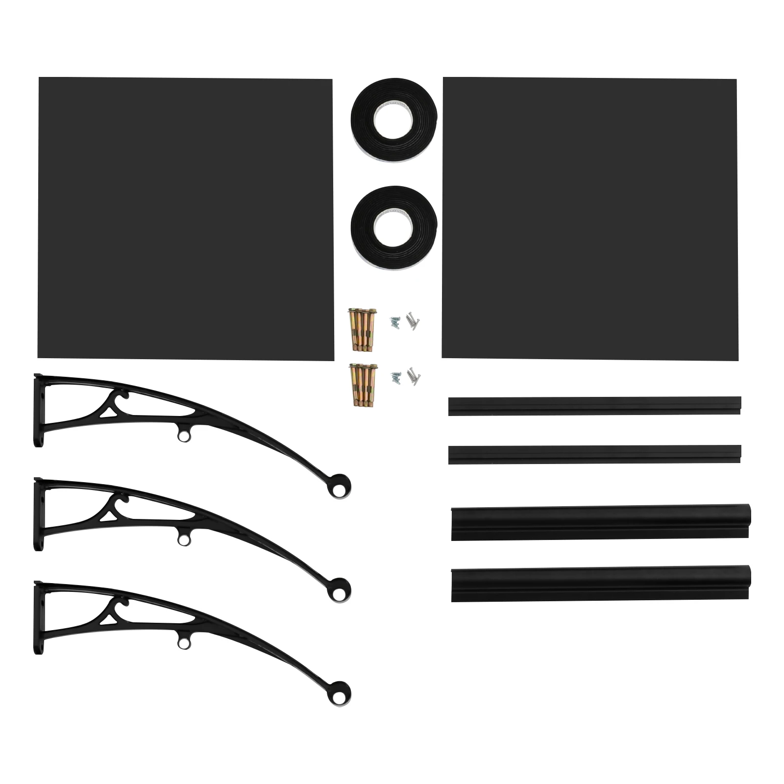 Eingangstür-Fenster-Überdachung, 120 x 60 cm, Bogen-Regenholte (schwarz und braun), 440,92 lbs belastbar, für Balkone, Dächer, Höfe – Detail 7