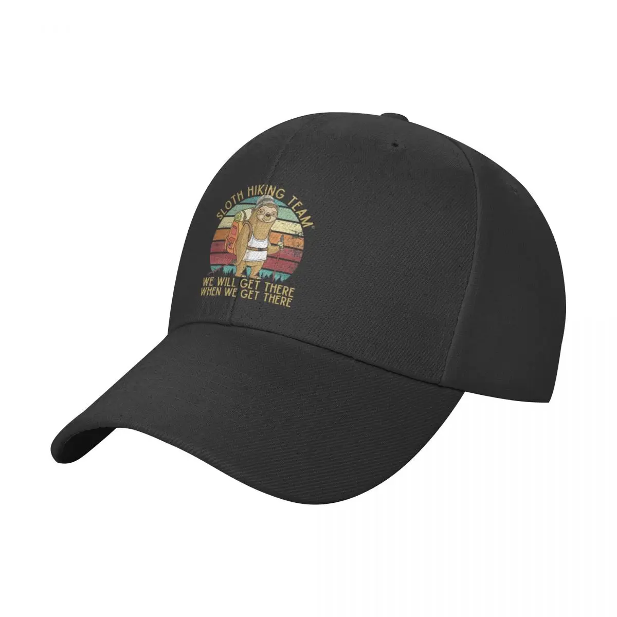 

Sloth Hiking Team - We will get there, when we get there, Funny Vintage Baseball Cap Hat Man Luxury Brand Man cap Men's Women's