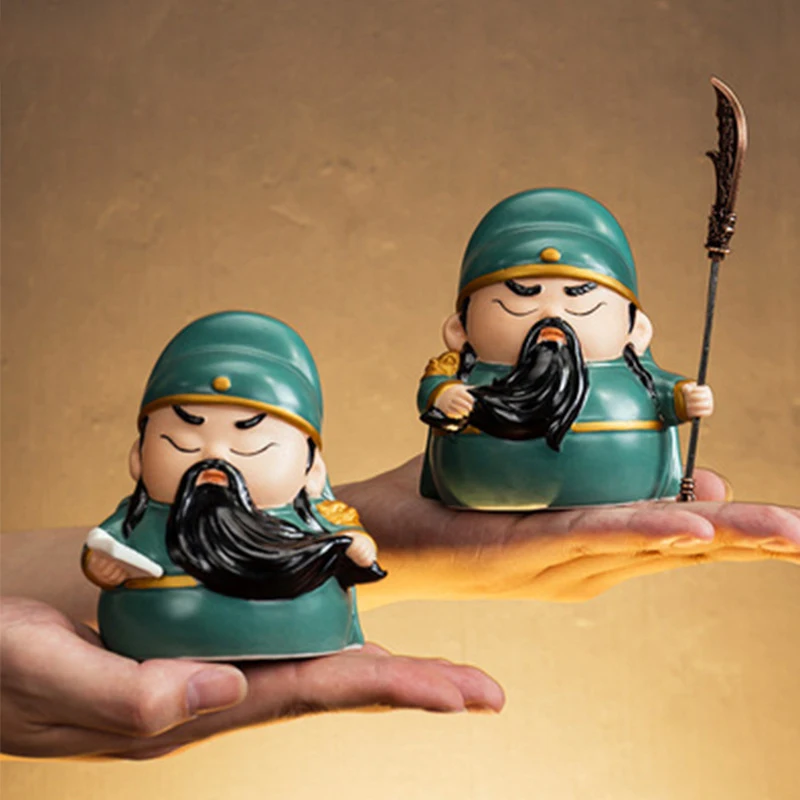 Guan Erye Ceramic Statue of God of Wealth, Creative Living Room and Office, Wealth and Attracting Decoration