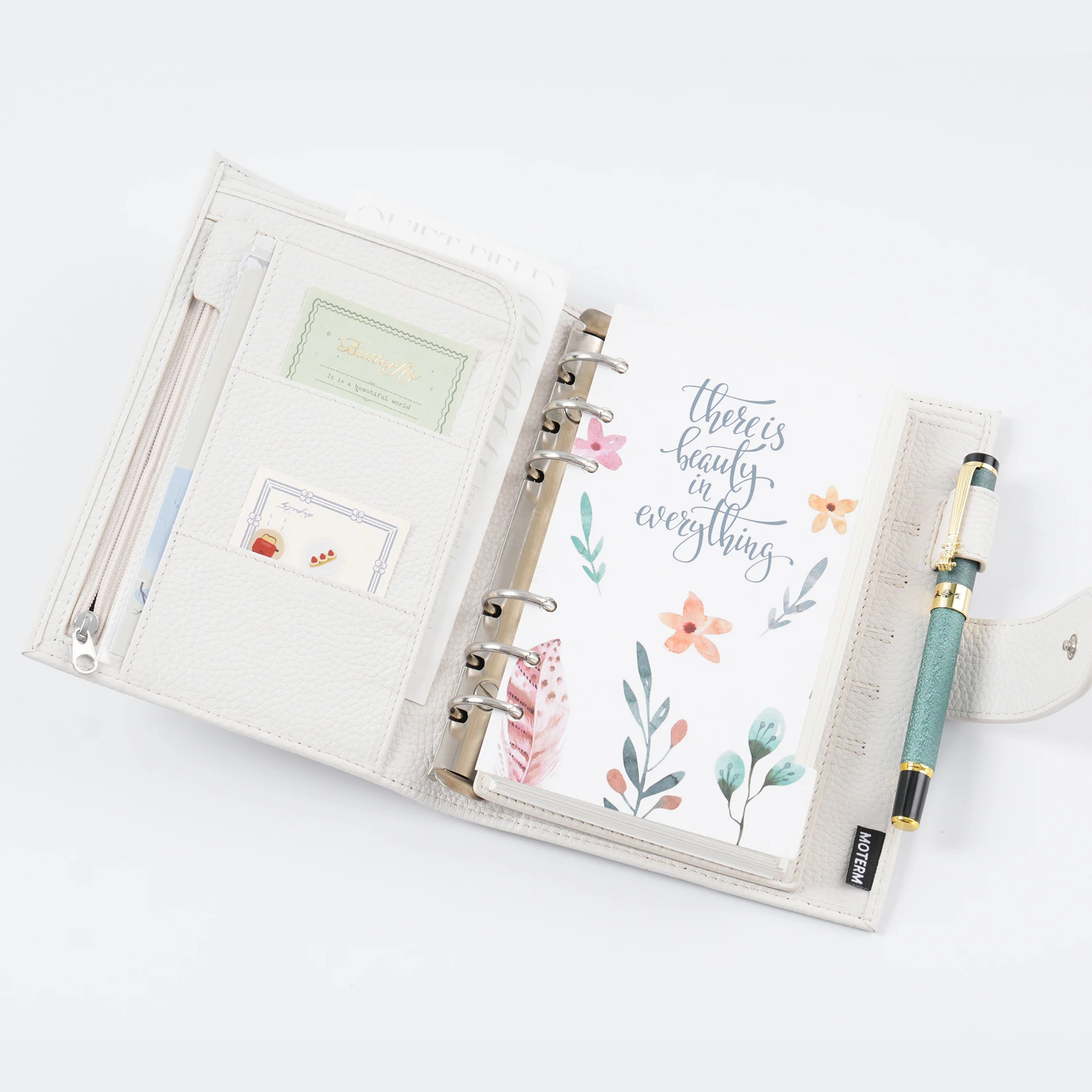 Moterm Regular 2.0 Series Personal Size Rings Planner Genuine Cowhide Pebbled Grain Notebook Organizer Journey Sketchbook Diary 5