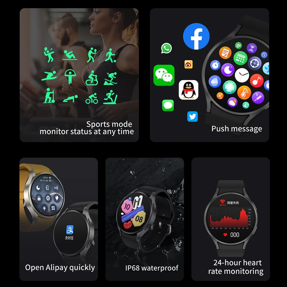 2024 New For Samsung Galaxy Watch 6 Classic Smart Watch Men Women Bluetooth Call HD AMOLED Voice Call NFC GPS Sports Watches