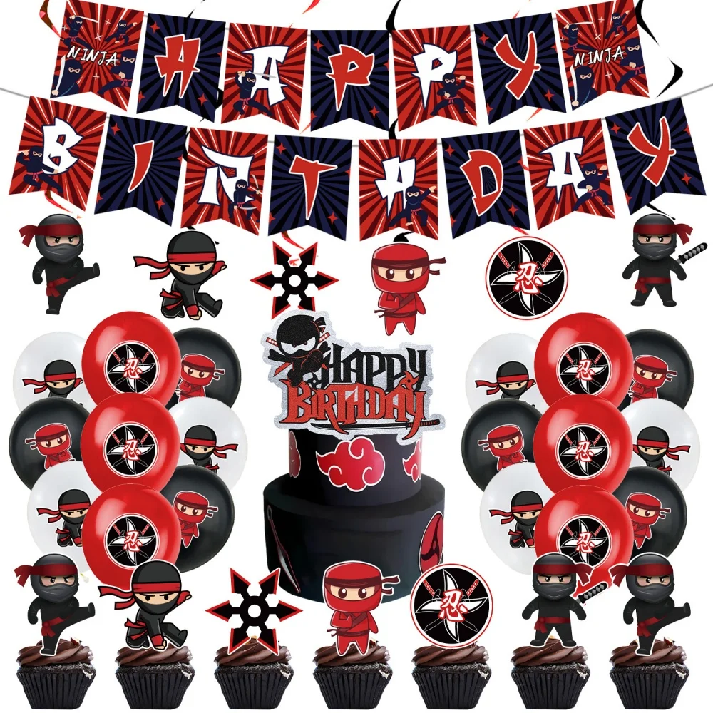 Ninja Birthday Decorations Cartoon Ninja Theme Balloons Disposable Tableware Backdrop Tablecloth Kids Boys Party Event Supplies birthday tableware set birthday party supplies party supplies disposable tablecloth