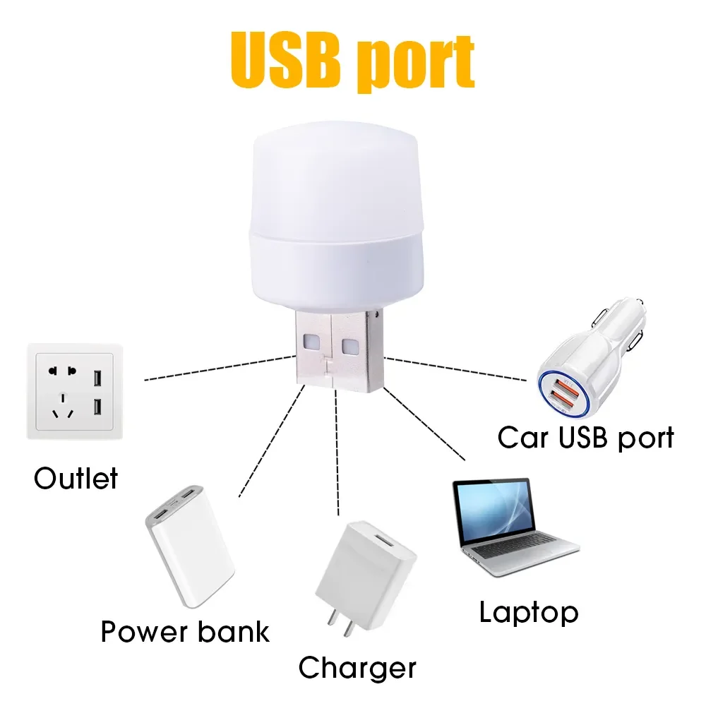Mini USB Night Light Warm White Eye Protection Book Reading Light USB Plug Computer Mobile Power Charging LED Night Lamp 1-10Pcs