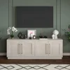 Rectangular TV Stand for TV's up to 75" in Alder White, for Home, Living Room, Bedroom, Entertainment Room, Office 1