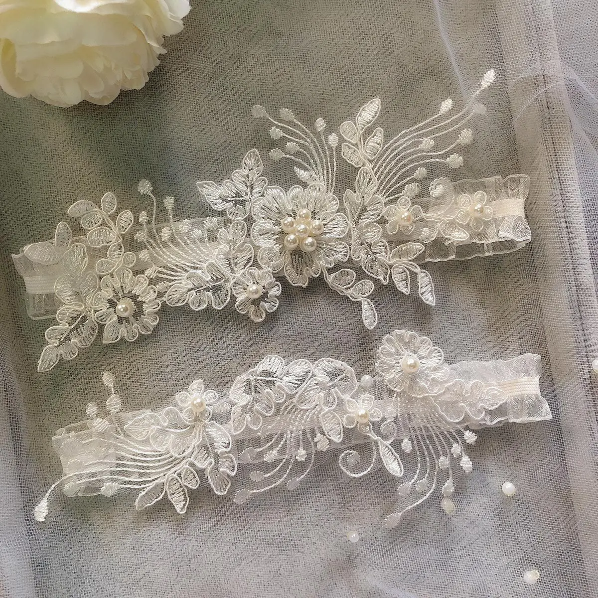 Wedding Garter Embroidery Flower Pearls Sexy Garters Women/Female/Bride Thigh Ring Bridal Leg Garter
