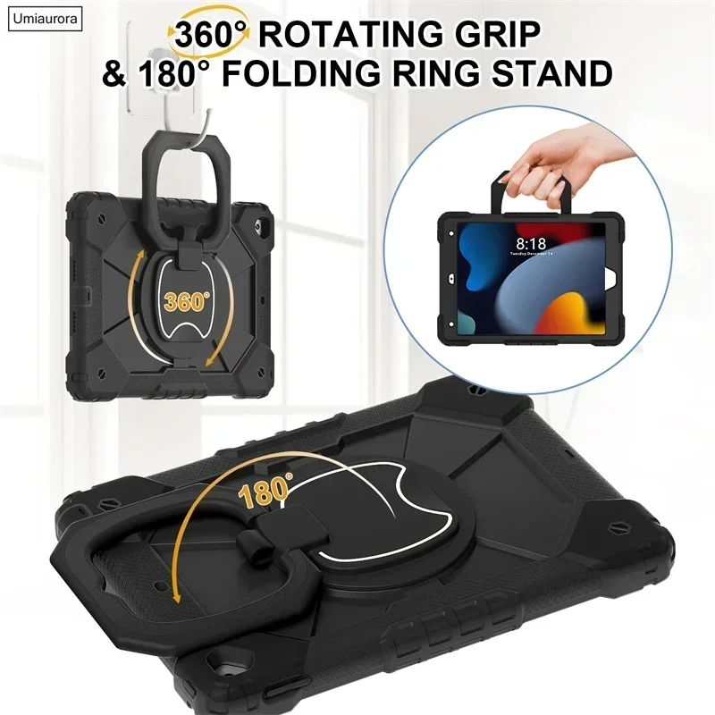 Ultimate Rugged Tablet Armor Case with Rotating Handle and Stand