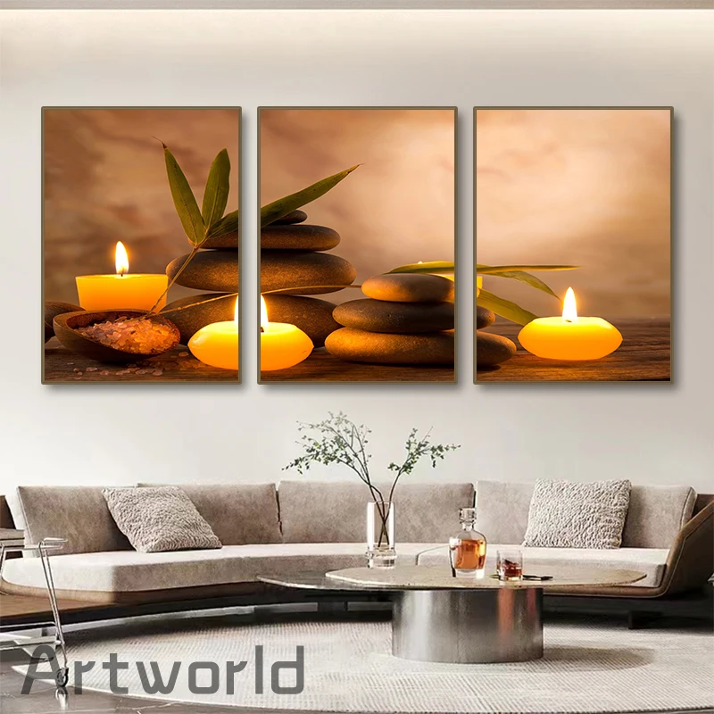 ZenArtPaintingModernCanvasWallArtPrintingCandleWallPicture