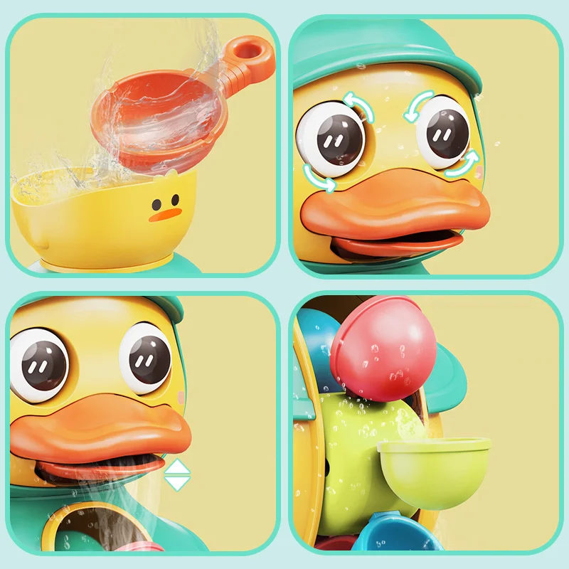 Baby Duck Shower Toy Cute Cartoon Rotating Water Car Suction Cup Bathtub Sprinkler Children\'s Water Playing Sprinkler Big Duck