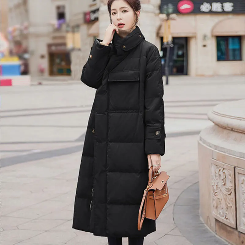 2023 new fashionable winter down jacket for women, mid-length, loose design, thickened cotton jacket