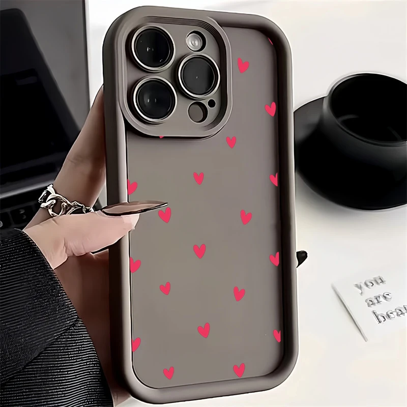 Black Love Heart Silicone Shockproof Bumper Phone Case Cover