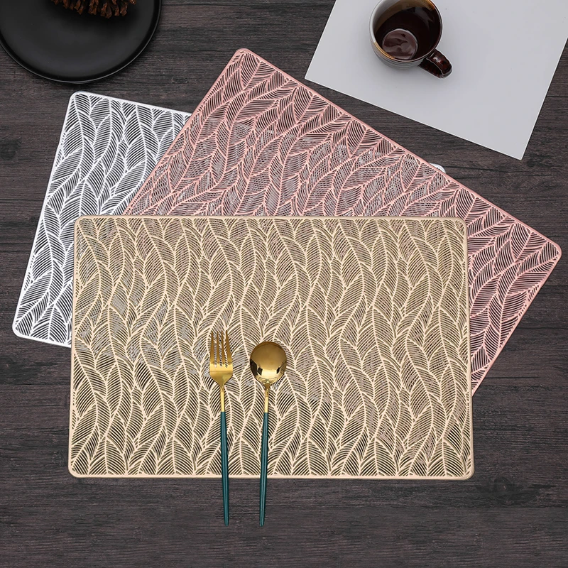 Rectangular Hollow PVC Bronzing Placemat For Dinner Table Mat For