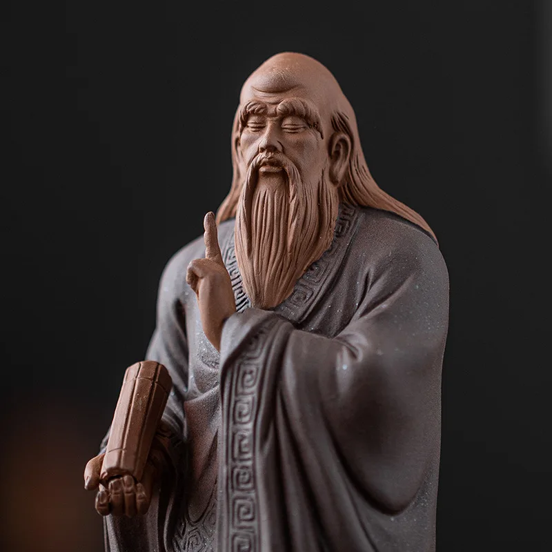 Chinese Zen Purple Sand Crafts, Small Historical Figures, Laozi Decoration, Study, Museum, Ancient Shelf, Office Decoration