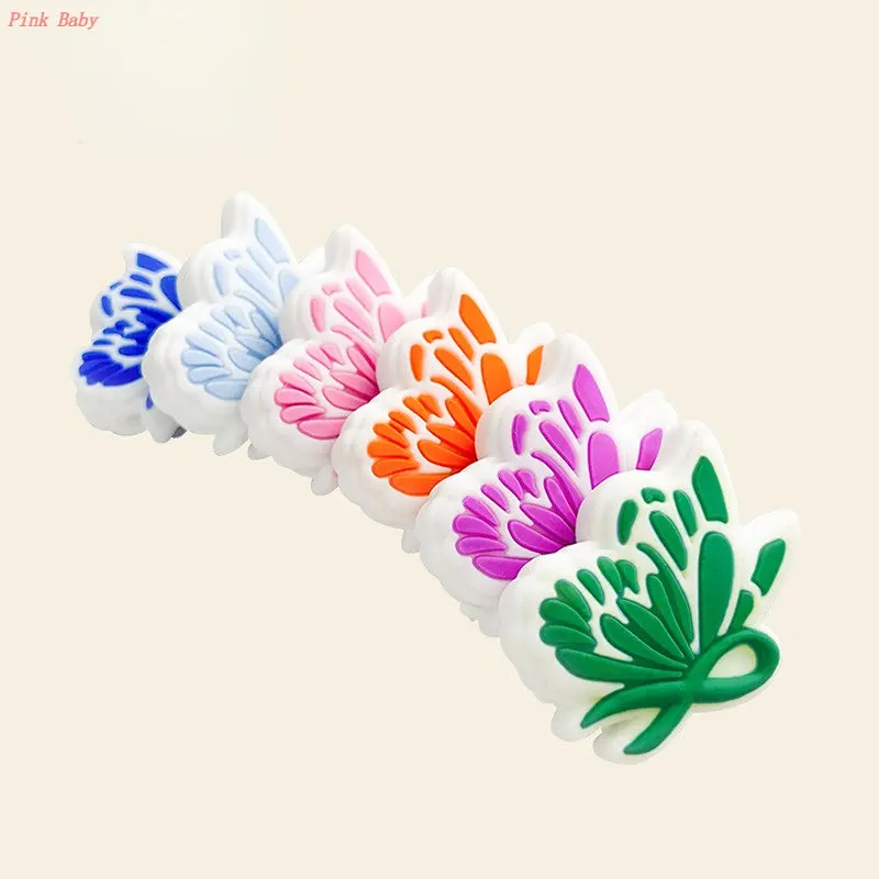 

5pcs Creative Butterfly Beads Baby Accessories Children Toys TOY BEAD Items Silicone Teethers Bisphenol Dental Care Mother Kids