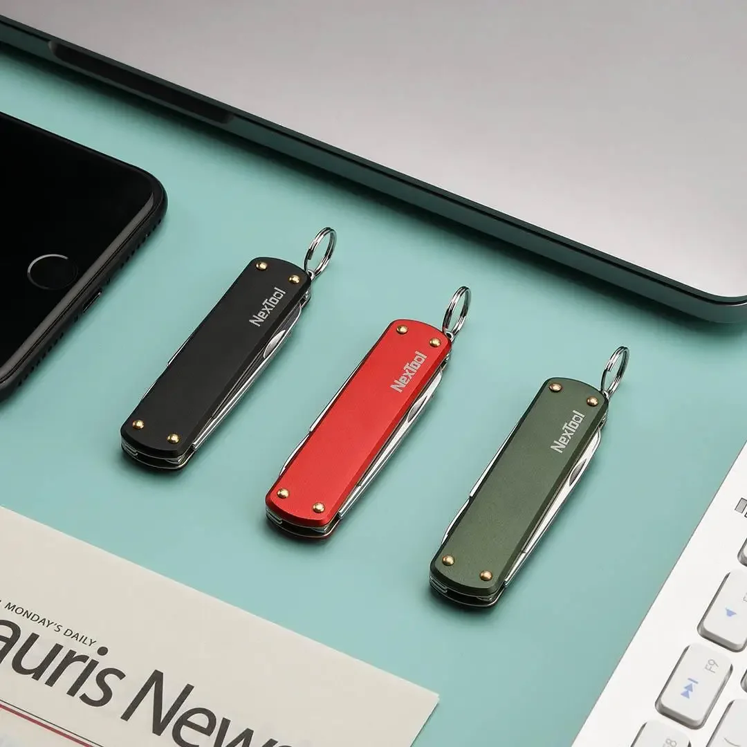 NexTool EDC 미니 나이프 멀티툴 접이식 가위, 스크루 드라이버 포켓, 휴대용 야외 커터, 다목적 수리 도구, 열쇠 고리