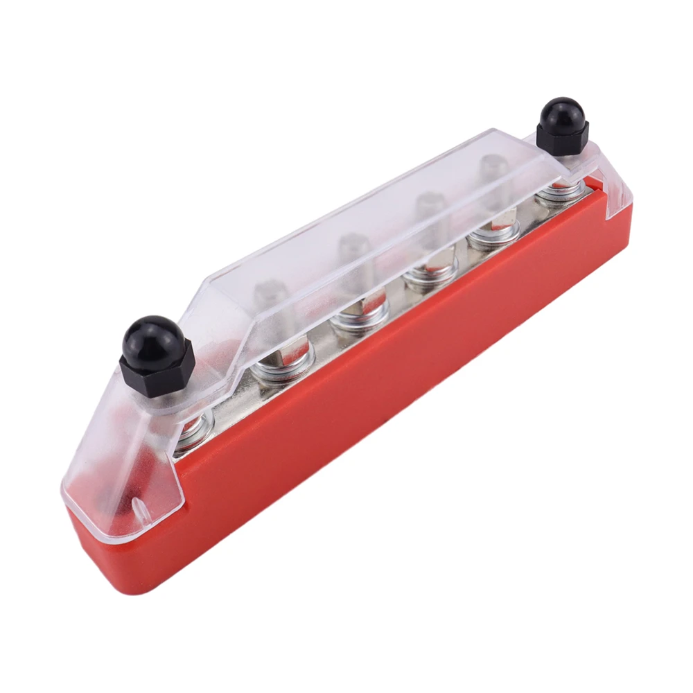 150A 12V Bus Bar Marine 12V-48V Power Distribution Block with Cover & 6 x 1/4&rdquo;(M6) Post,Battery Bus Bar & Ring Terminals