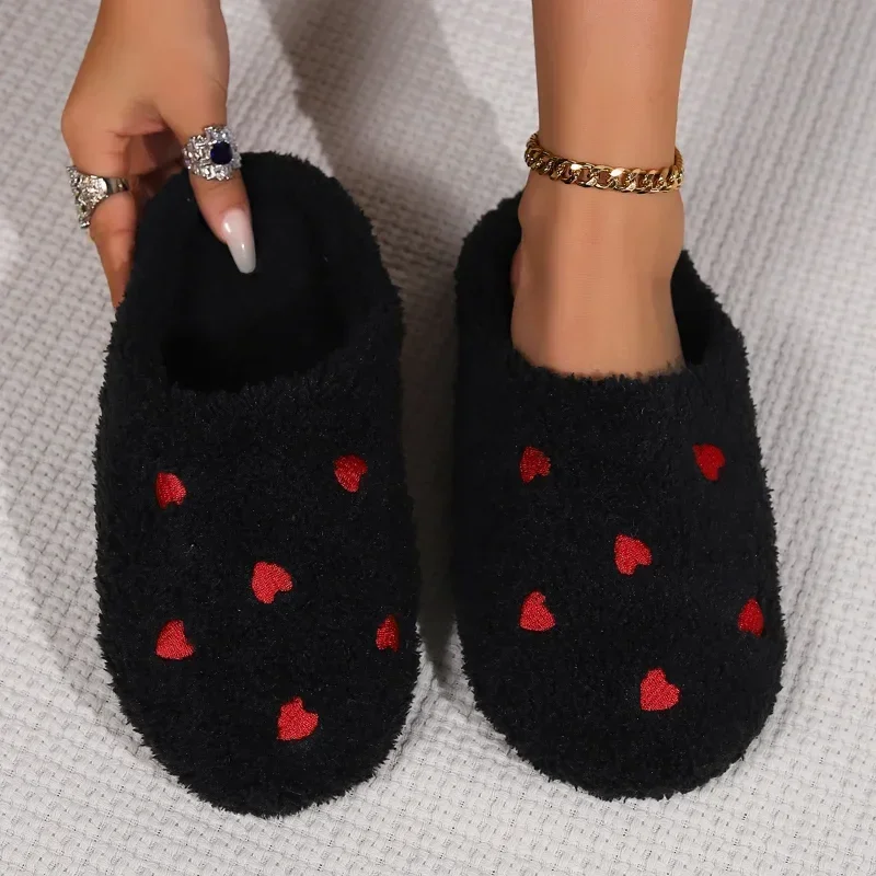 Women's Carpet Soft Bottom Mute Shoes Heart-Shaped Light Living Room Shoes Winter Indoor Comfortable Cute Silent Love Slippers 5