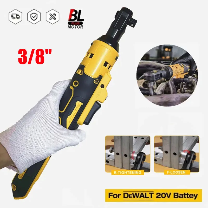 

Electric Ratchet Wrench 220N.M Cordless Driver 3/8'' Impact Removal Screw Nut Repair Power Tools for Dewalt 18V 20V Battery