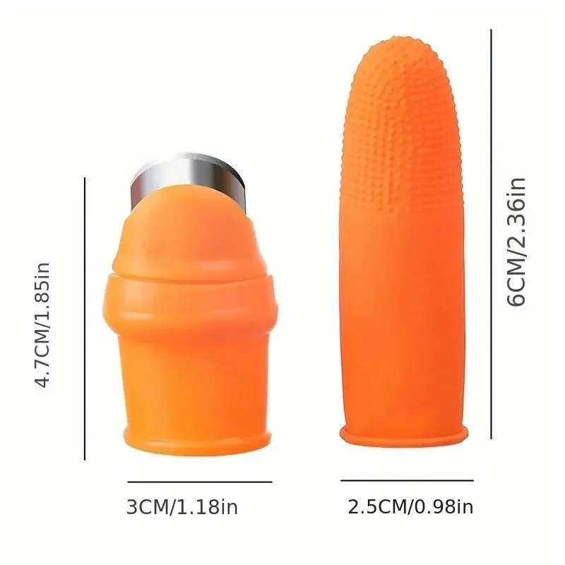 Thumb Knife Set with Finger Cots, for Peeling Garlic, Hulling Strawberries, Picking Peppercorns & Vegetables (6 Pcs) 6