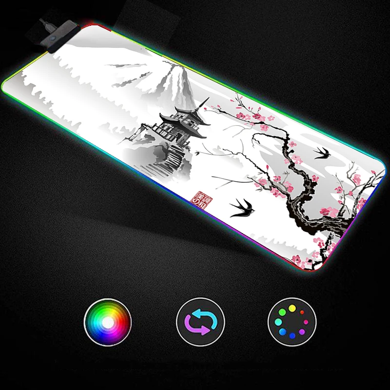 

Japanese Cherry Blossom Sakura Pagoda Deskmat Rubber Keyboard Mat Table RGB Mouse Pad Company Mouse Mats Gaming Mousepad Carpet