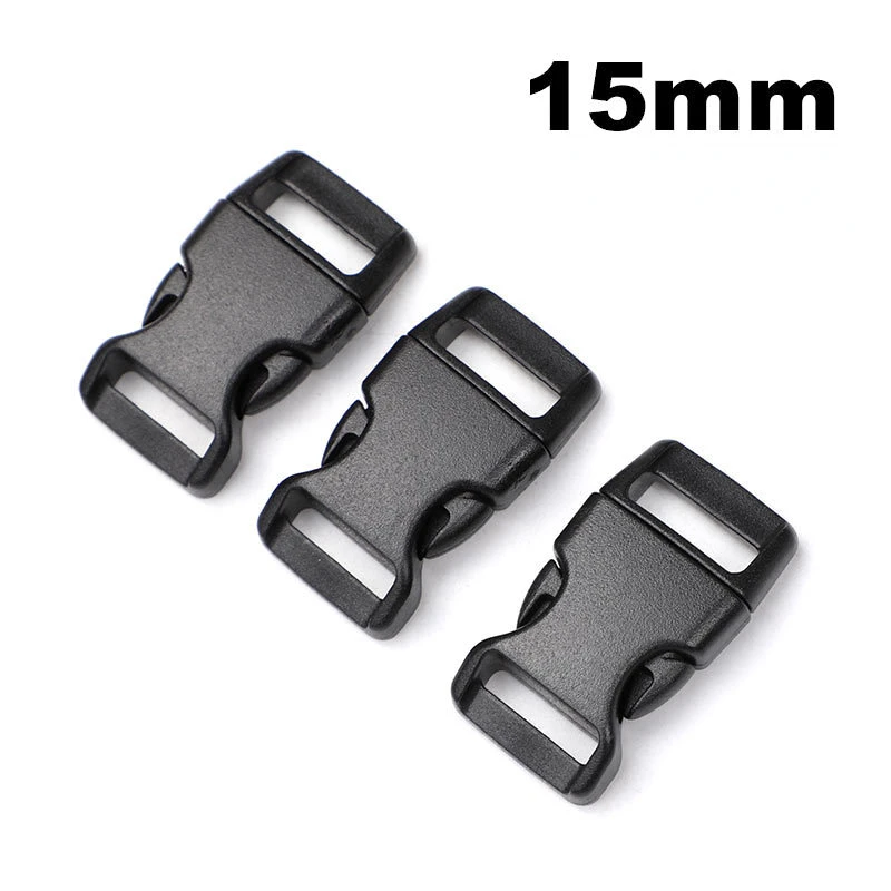 10pcs Quick Side Release Buckle Clip for Paracord Bracelet Outdoor Backpack Bag Strap 15mm Plastic Curved