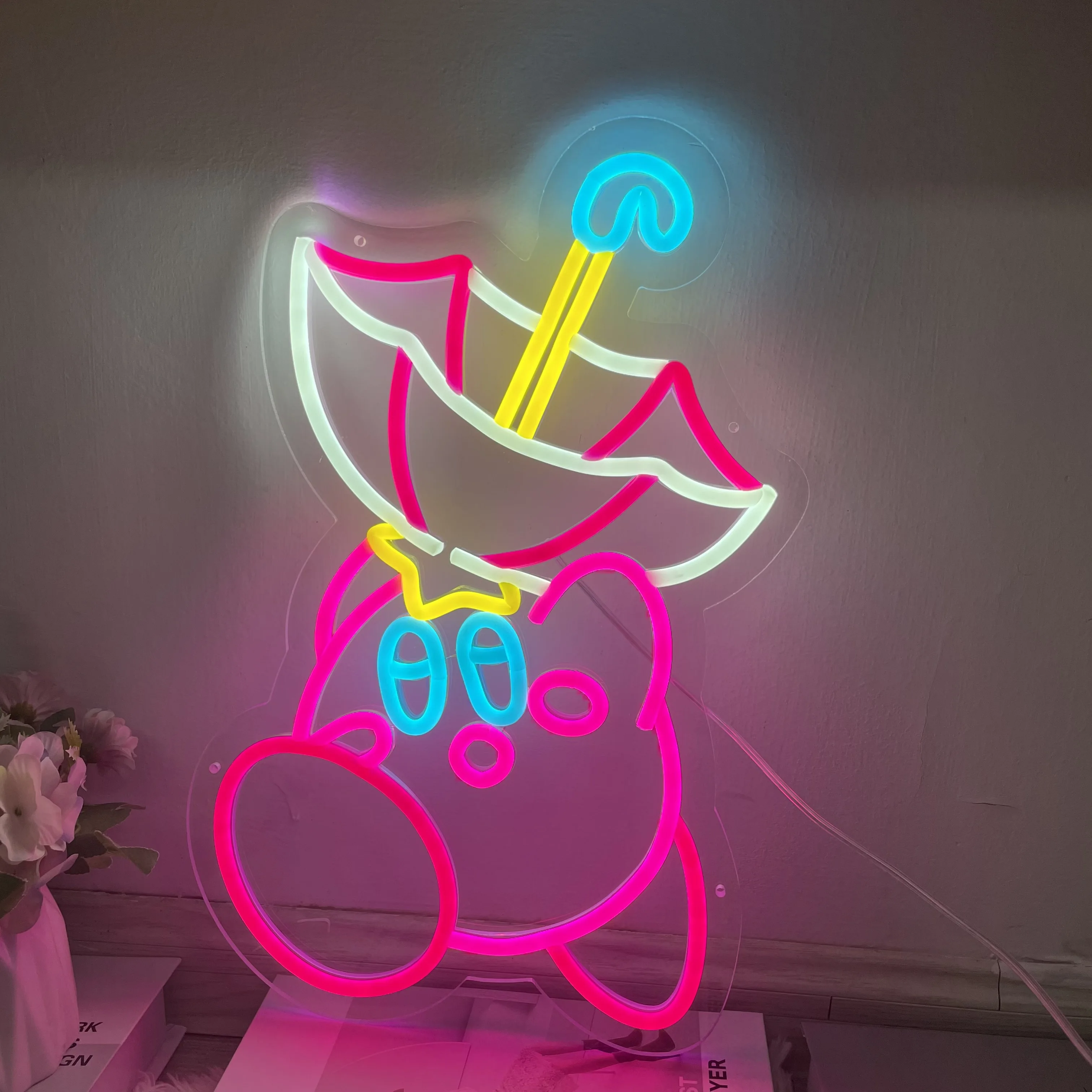 Insegna al neon a LED Ciao insegne al neon adorabili per la decorazione della parete Camera da letto, luci al neon dimmerabili personalizzate per il regalo dei bambini della stanza di casa