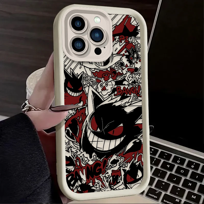 Fashion P-Pokemon Gengar Case For iPhone 11 17 Air 16 16E 15 14 13 12 Pro Max X XS X S Max XR SE 2020 SE4 7 8 Silicone Cover — view 3