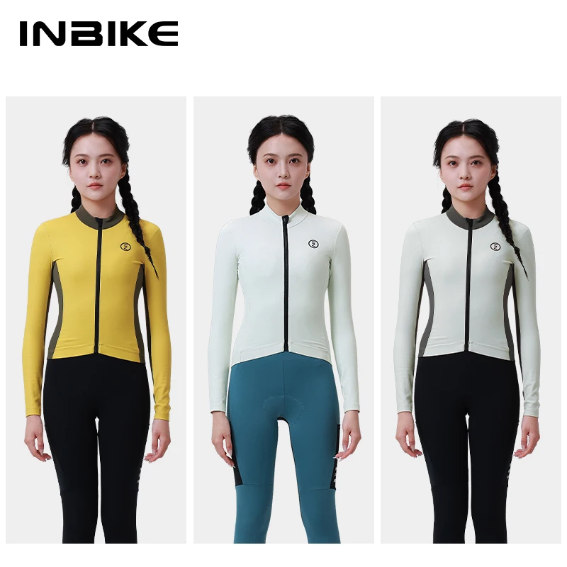 Cycling Shirt INBIKE Winter Women Thermal Fleece Cycling Mountain Bike Long Sleeve Top Road Jacket