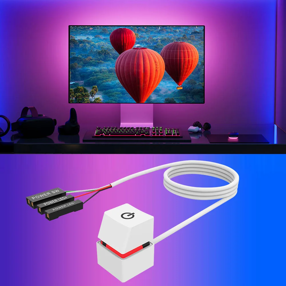 Bouton d'alimentation pour Ordinateur Bureau: YOYIAG Interrupteur de Bureau  D'ordinateur Externe 2m avec Lumière LED, Idéal pour Remplacer l' interrupteur de Boîte de PC : : Informatique