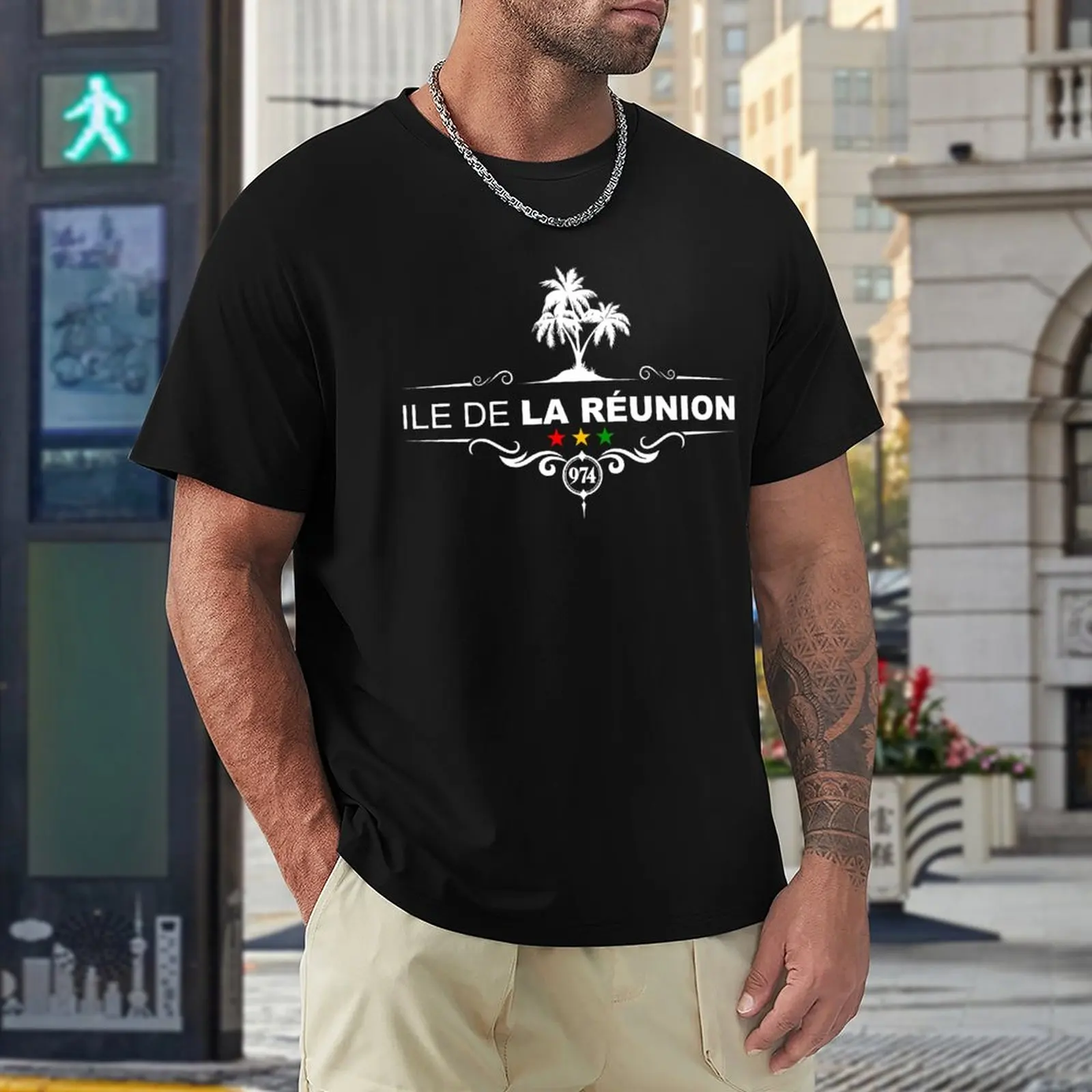 T-Shirt Imprimé Animal Lourd de la Réunion pour Homme, Vêtement