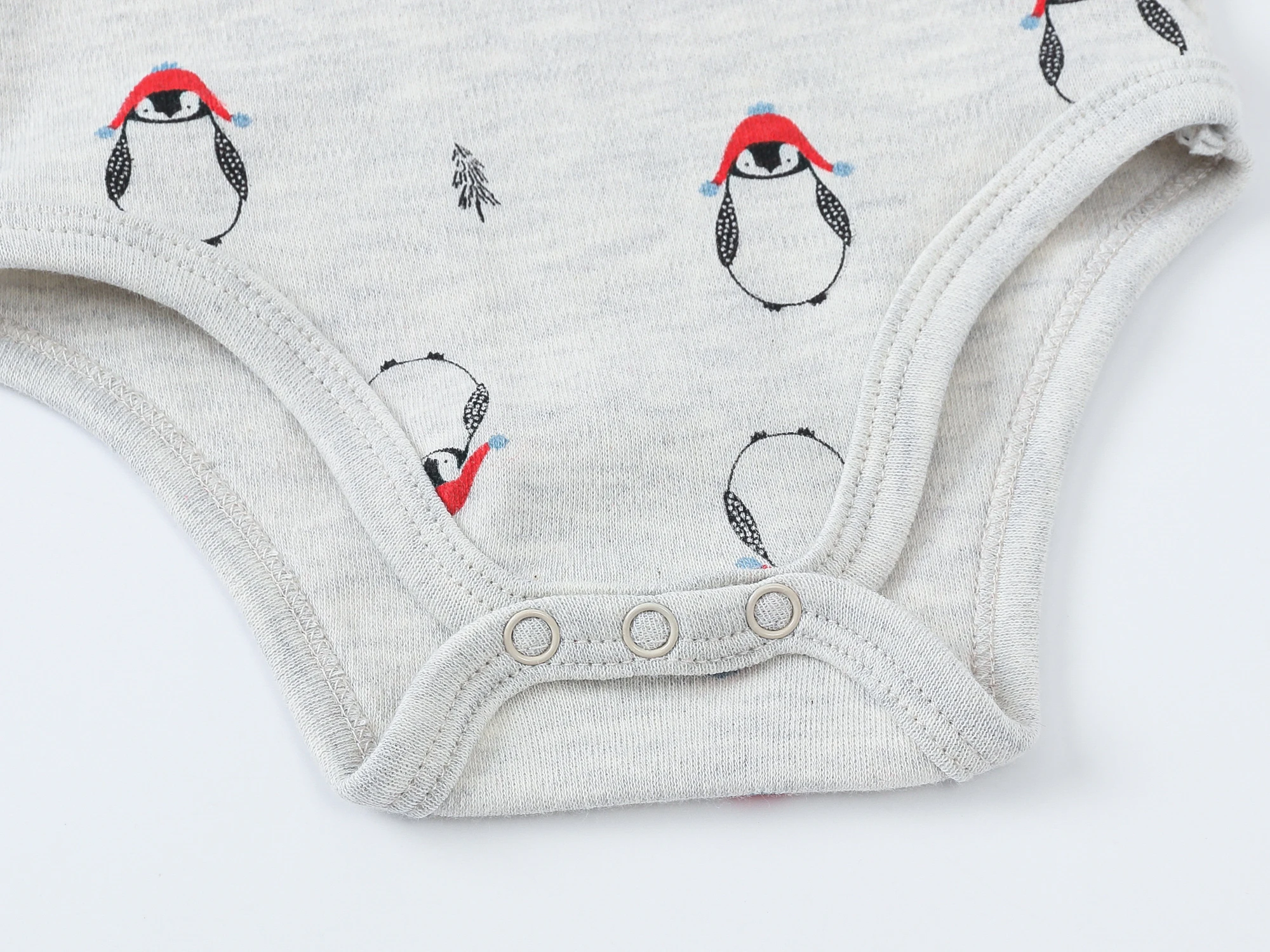 2024  남아 옷, 시원한 펭귄 디자인, 100% 코튼, 전신 소매 바디 수트, 0-12M  코스튬