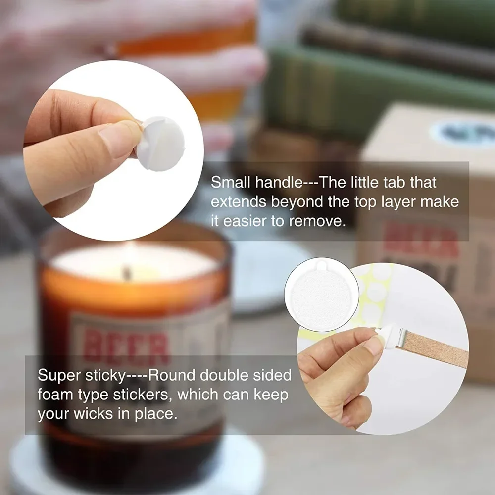 100/200/300/400PCS Candle Wick Stickers High Temperature Resistant Double-sided Stickers Wax Fixed Candle DIY Making candle wick stickers