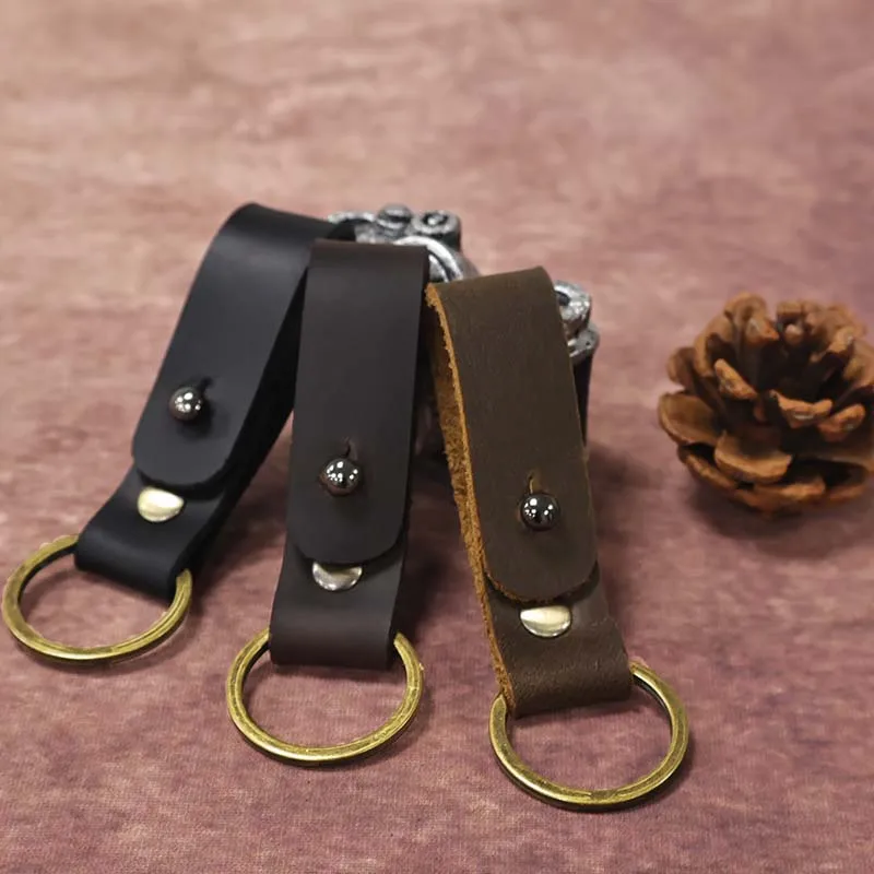 Genuine Leather Retro Keychain for Men Two Ways to Wear Handcrafted and Simple Multiple Creative Keychains key organizer