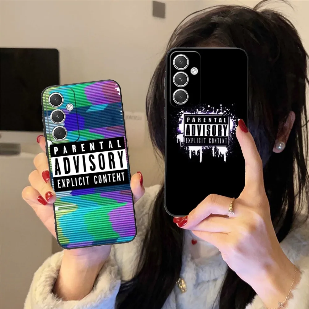 Parental Advisory Mobile Phone Case For Samsung Galaxy S24 S23 S22 S21 S20 S10 S9 Plus Fe Ultra Lite Black Phone Cover Funda