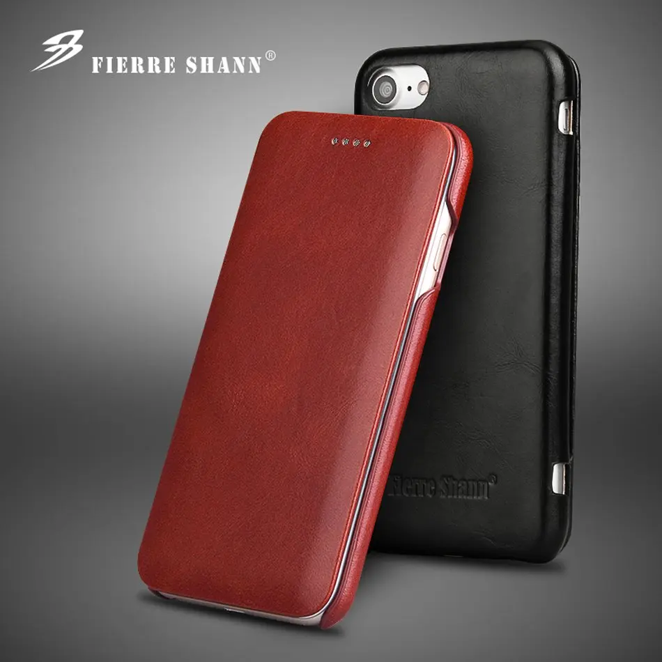 

Флип-чехол Fierre Shann из натуральной кожи для iPhone 14 15 6S 7 8 Plus SE 2020 XR XS 11 Pro Max 12 13 со встроенным магнитом