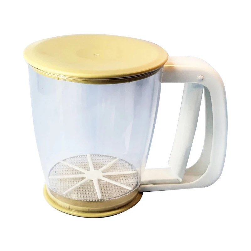 Flour Sifter Flour Sieve Filter Plastic Powder Cup Sugar Sieve Shaker Mechanical Mesh Flour Kitchen Baking Tool Colanders
